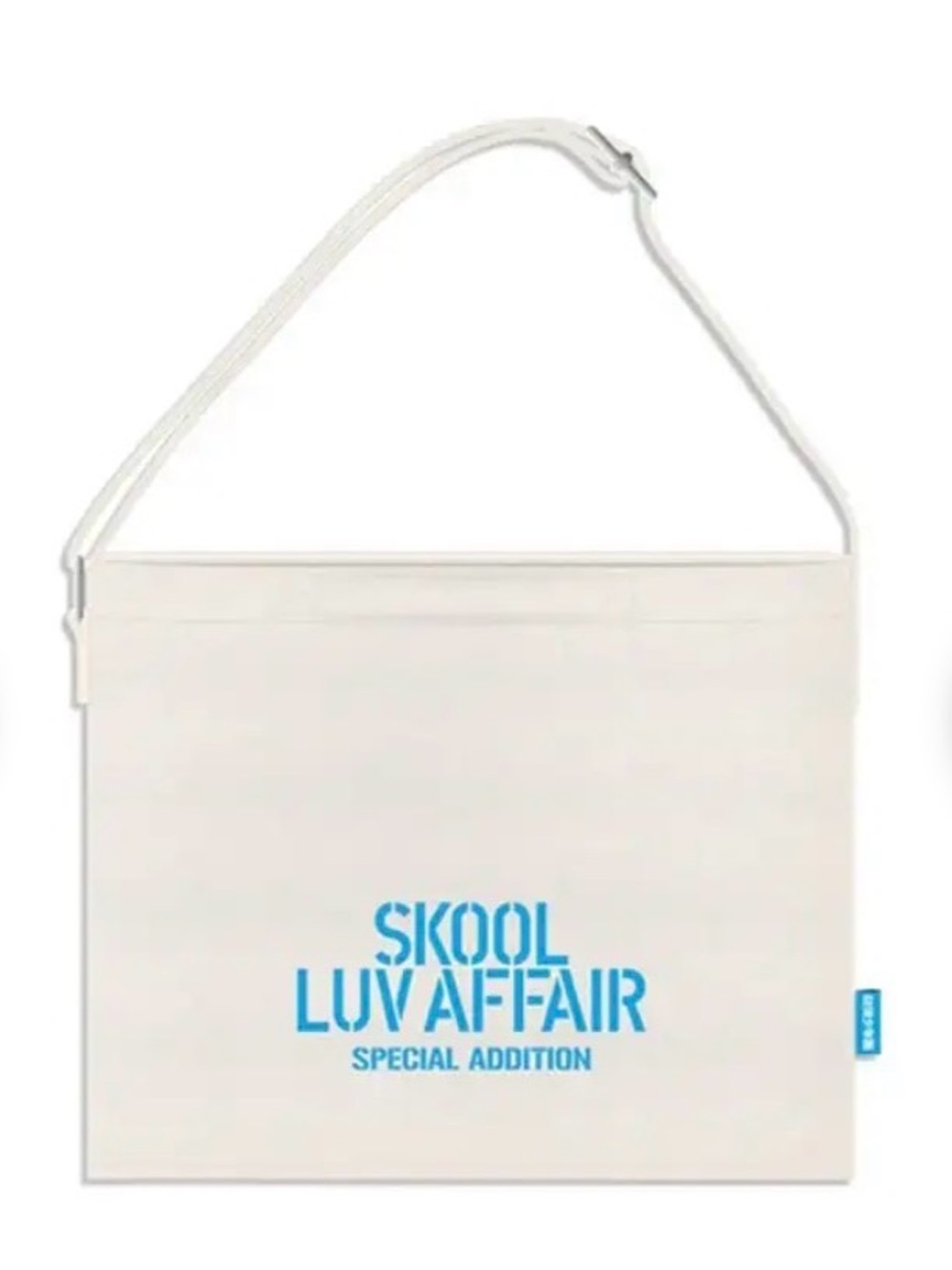 Skool Luv Affair White Canvas Tote with Blue Logo